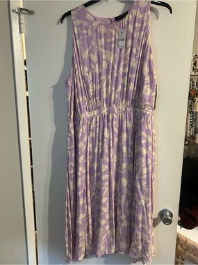 Lane Bryant Lilac and Cream Floral Midi Dress NWT